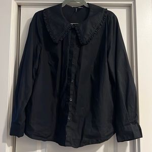 Black button up with feminim collar